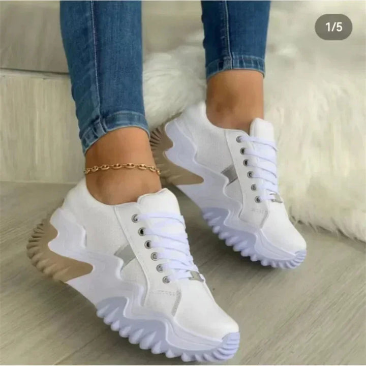 Aliams | Damen Atmungsaktive Vulkanisierte Plateau-Sneaker mit Dickem Boden