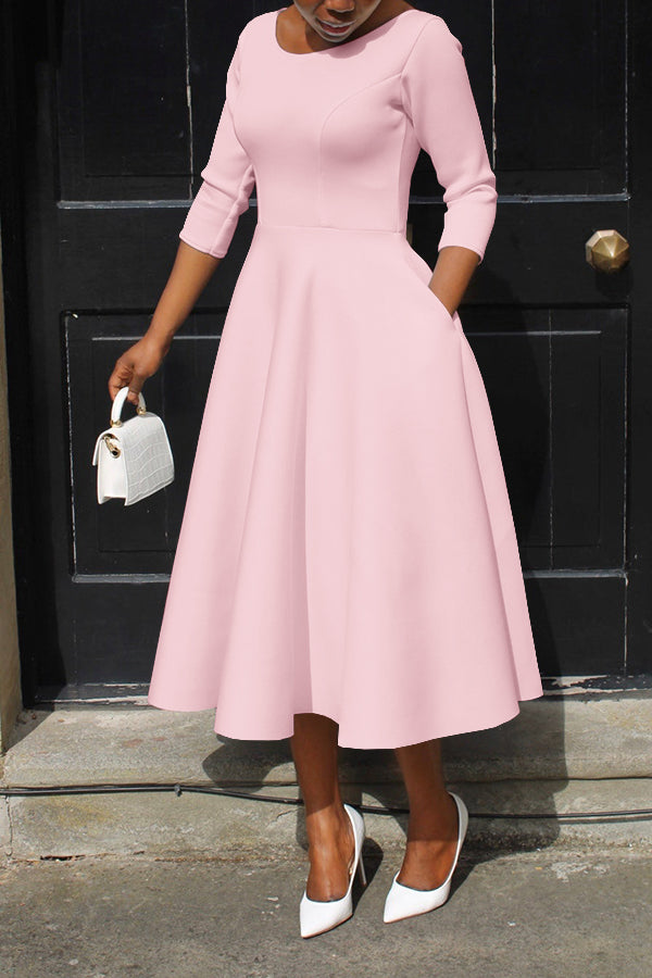 Aliams | 3/4-Ärmel Swing-Kleid