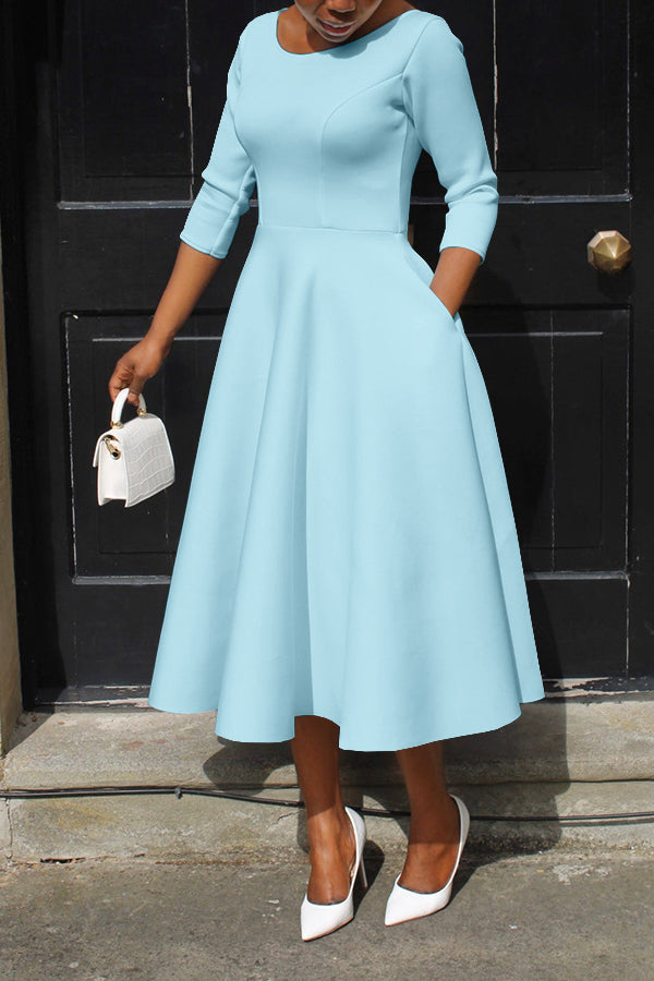 Aliams | 3/4-Ärmel Swing-Kleid