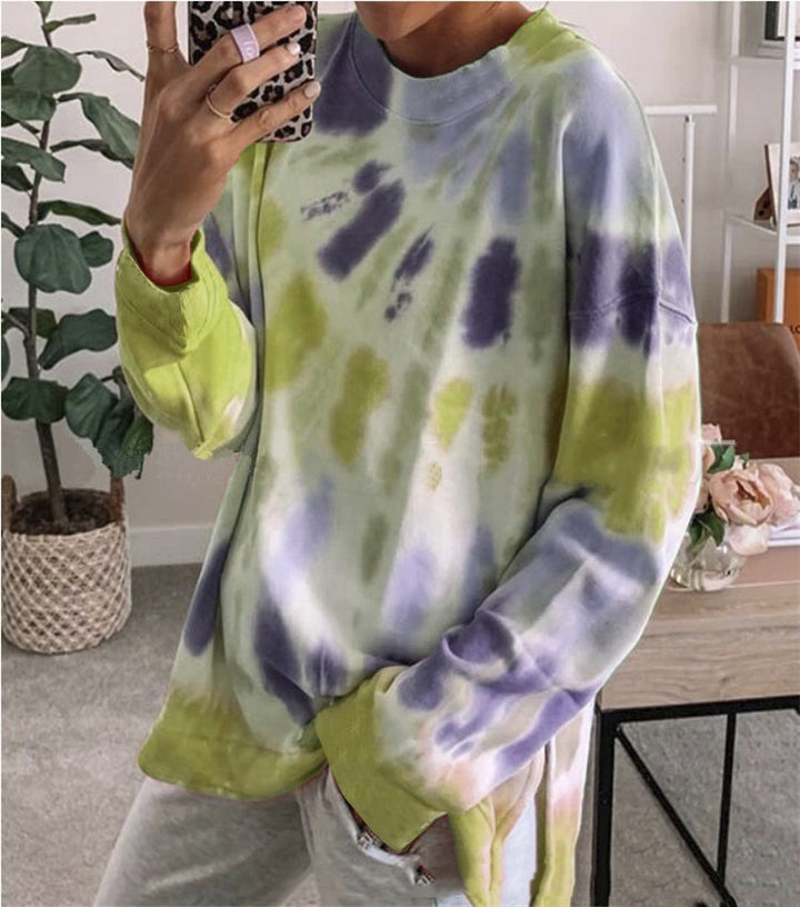 Damen stylishes Batik-Sweatshirt mit lockerer Passform und Rundhalsausschnitt Aliams