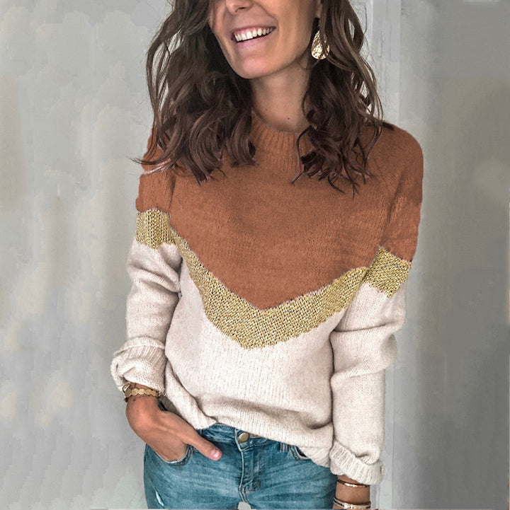 Damen-Strickpullover mit Rundhalsausschnitt Aliams