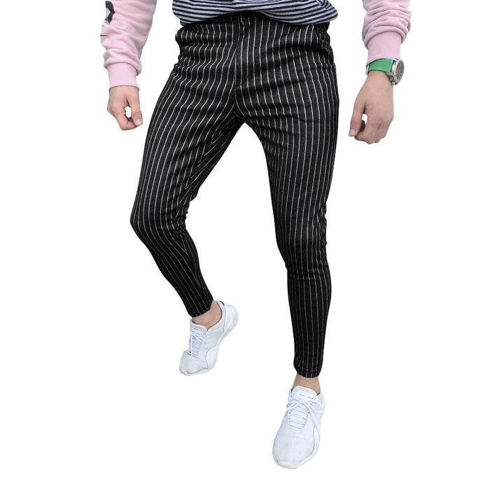Herren stylische und bequeme Slim-Fit Hose mit gestreiftem Design Aliams