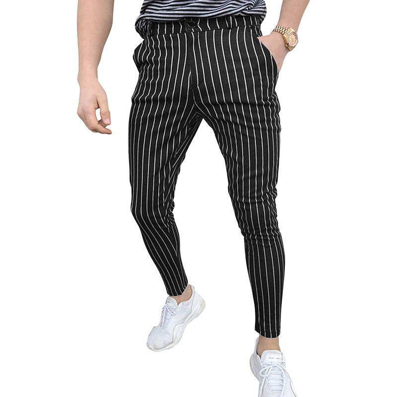 Herren stylische und bequeme Slim-Fit Hose mit gestreiftem Design Aliams