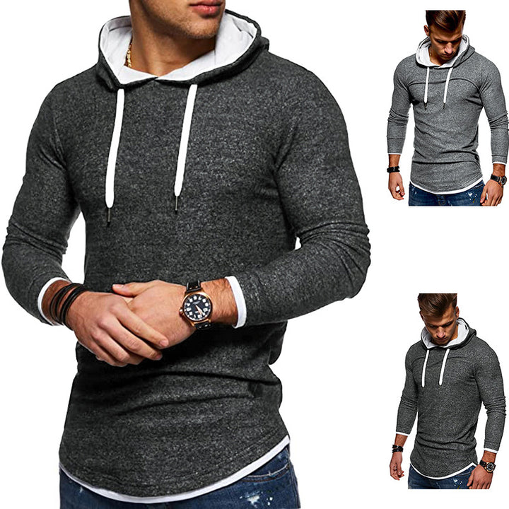 Herren Sweatshirt mit innovativem Layering-Design und kontrastierender Kapuze Aliams