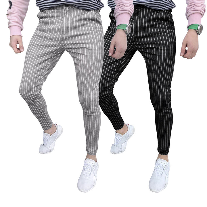 Herren stylische und bequeme Slim-Fit Hose mit gestreiftem Design Aliams