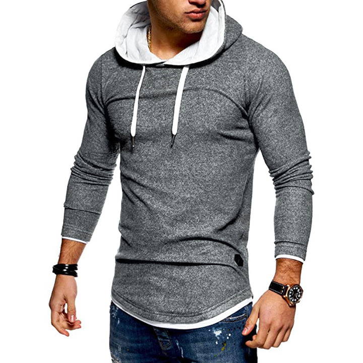 Herren Sweatshirt mit innovativem Layering-Design und kontrastierender Kapuze Aliams