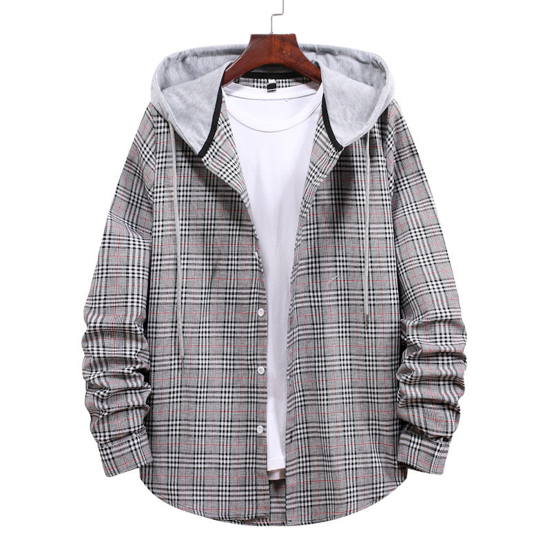 Herren Hemd mit integrierter Kapuze und modischem Karo-Design Aliams