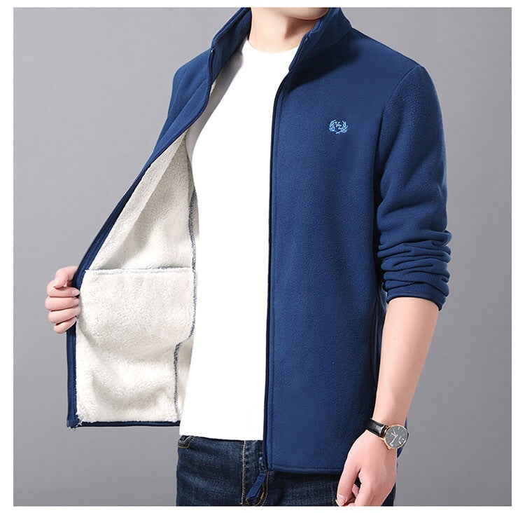 Herren Fleecejacke mit hochgeschlossenem Kragen und praktischen Taschen Aliams