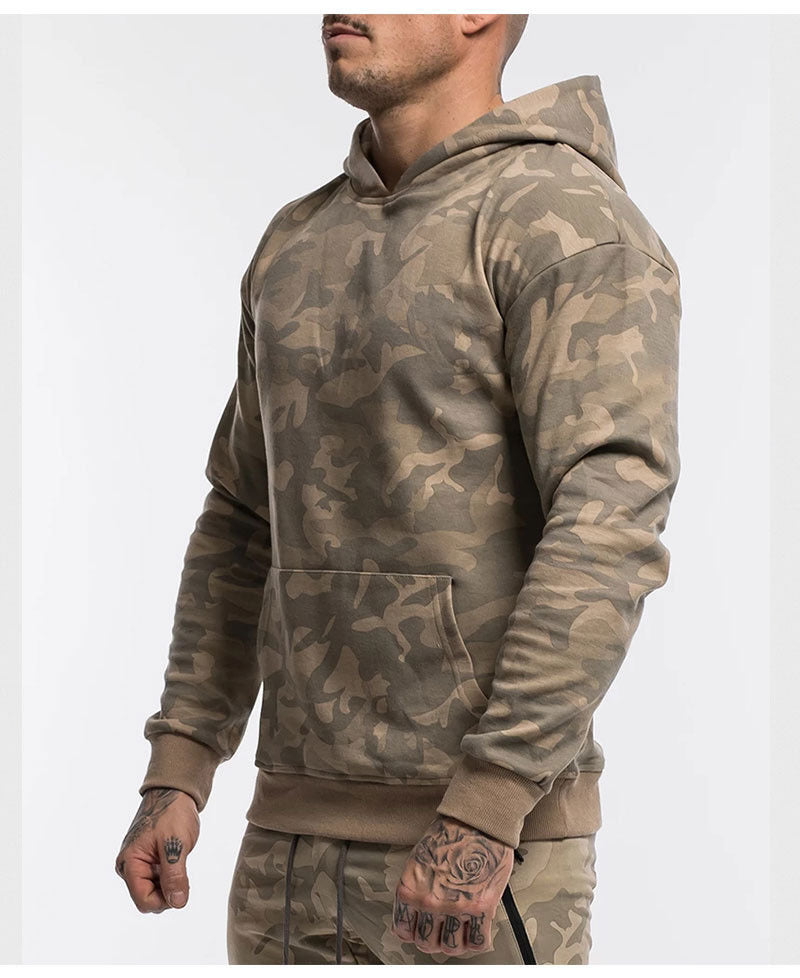Herren Camo Kapuzenpullover aus hochwertigem Sweatstoff mit praktischer Kängurutasche Aliams