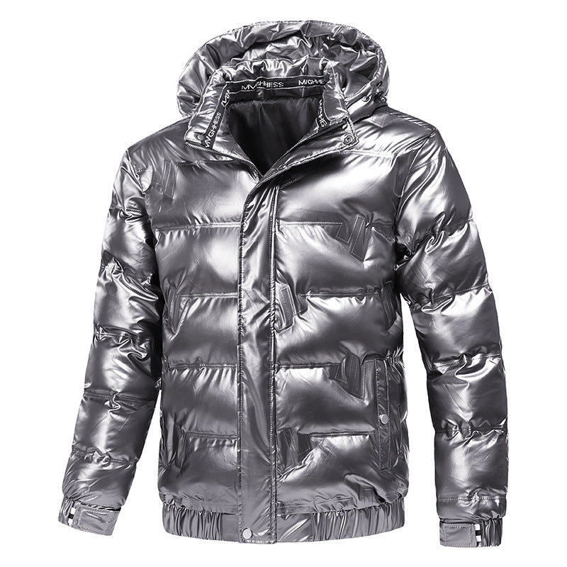 Herren glänzende Funktionsjacke mit Kapuze und elastischen Bündchen Aliams