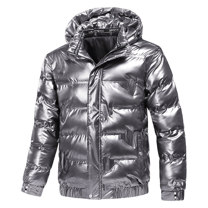 Herren glänzende Funktionsjacke mit Kapuze und elastischen Bündchen Aliams
