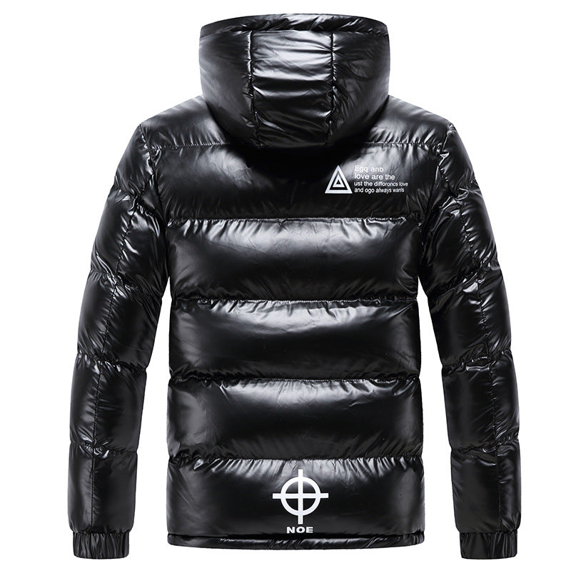 Herren glänzende Daunenjacke mit Kapuze Aliams