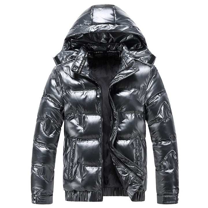 Herren glänzende Funktionsjacke mit Kapuze und elastischen Bündchen Aliams