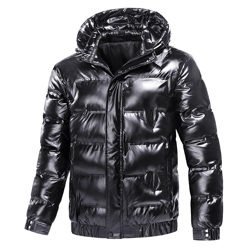 Herren glänzende Funktionsjacke mit Kapuze und elastischen Bündchen Aliams