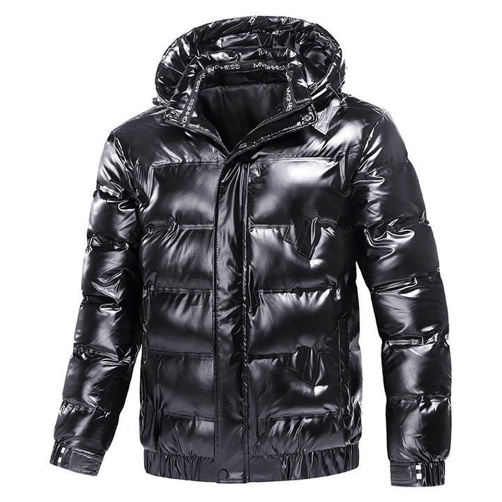 Herren glänzende Funktionsjacke mit Kapuze und elastischen Bündchen Aliams