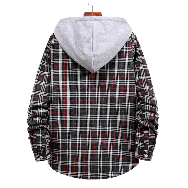 Herren Hemd mit integrierter Kapuze und modischem Karo-Design Aliams