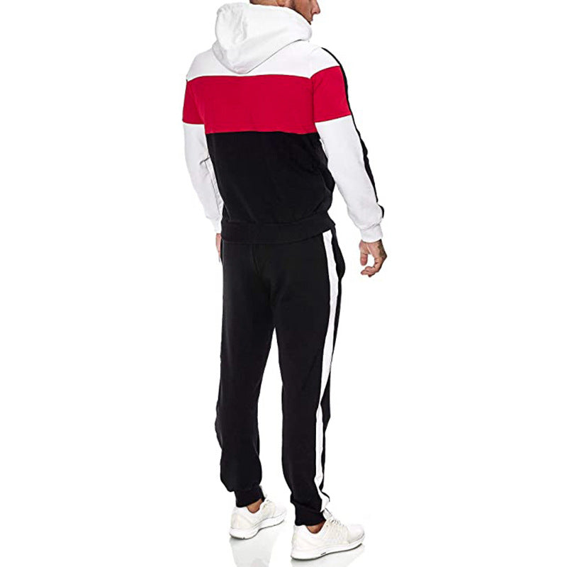 Herren Sportanzug mit Kapuze und modernem Farbblockdesign Aliams