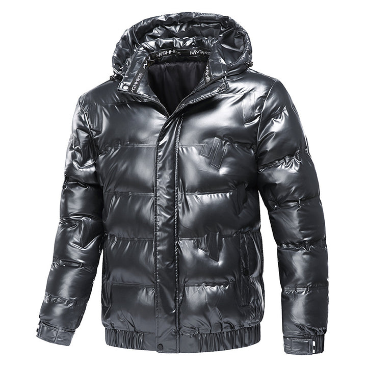 Herren glänzende Funktionsjacke mit Kapuze und elastischen Bündchen Aliams