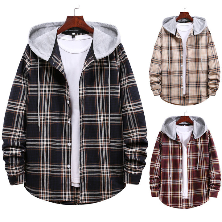 Herren Übergangsjacke mit integrierter Kapuze und Karomuster Aliams
