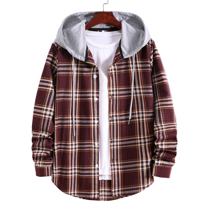 Herren Übergangsjacke mit integrierter Kapuze und Karomuster Aliams