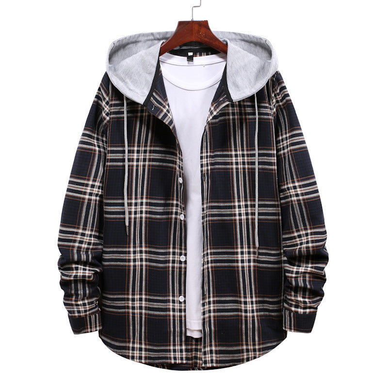 Herren Übergangsjacke mit integrierter Kapuze und Karomuster Aliams