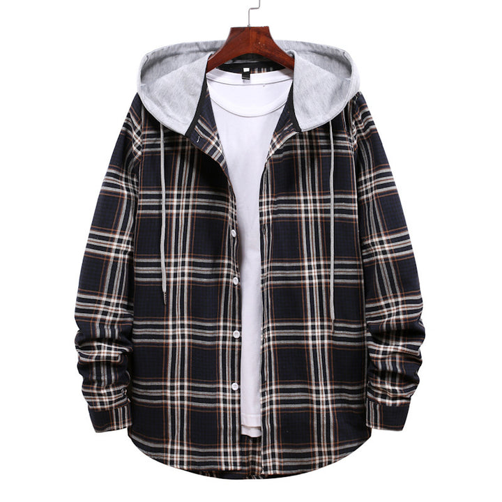 Herren Übergangsjacke mit integrierter Kapuze und Karomuster Aliams
