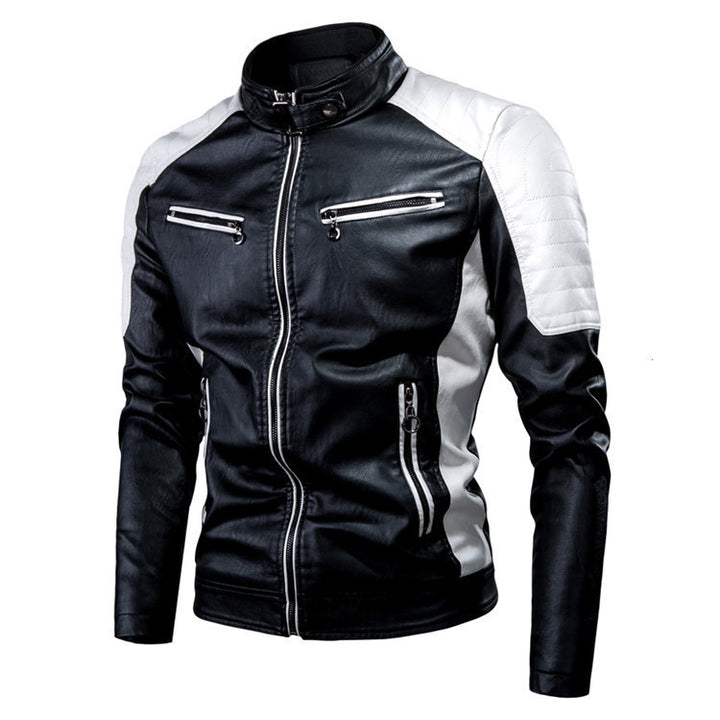 Herren Biker-Lederjacke mit Steppdetails und innovativem Reißverschluss Aliams