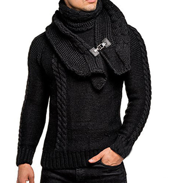 Herren Grobstrickpullover mit praktischem Schal Aliams