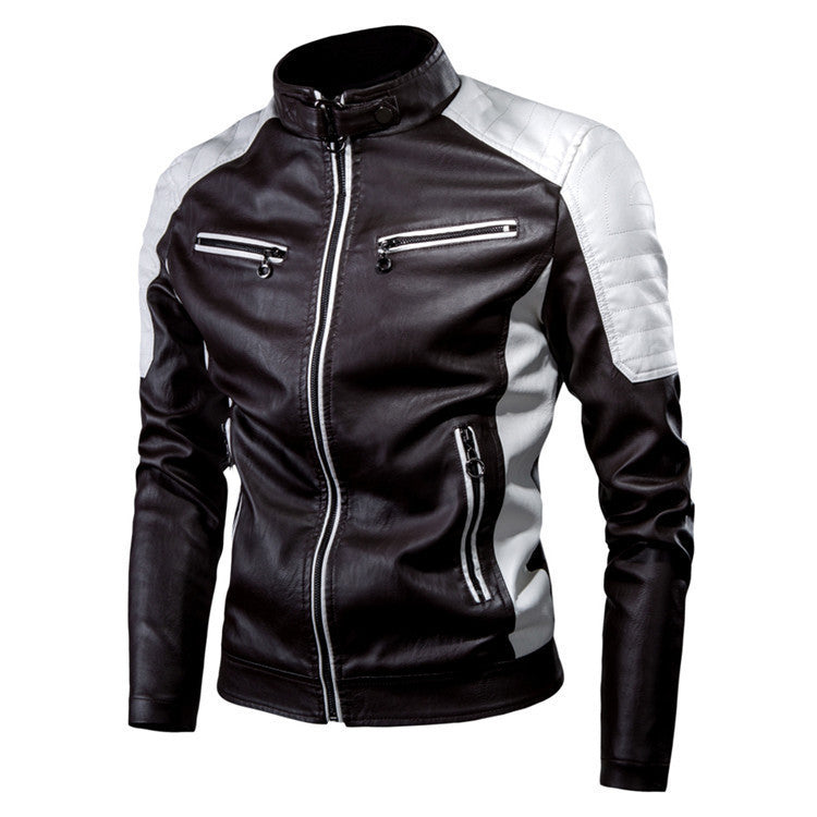 Herren Biker-Lederjacke mit Steppdetails und innovativem Reißverschluss Aliams