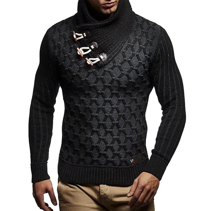 Herren Strickpullover mit hohem Kragen und innovativem Strukturdesign Aliams