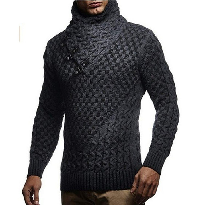 Herren Strickpullover mit hohem Kragen und strukturiertem Zopfmuster Aliams