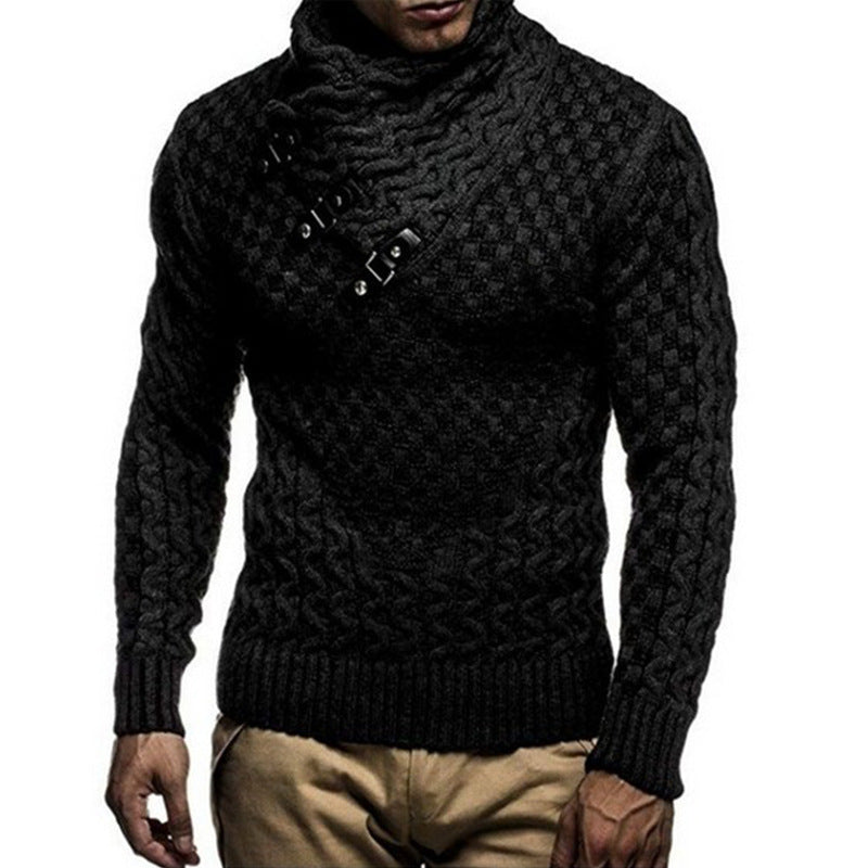 Herren Strickpullover mit hohem Kragen und strukturiertem Zopfmuster Aliams