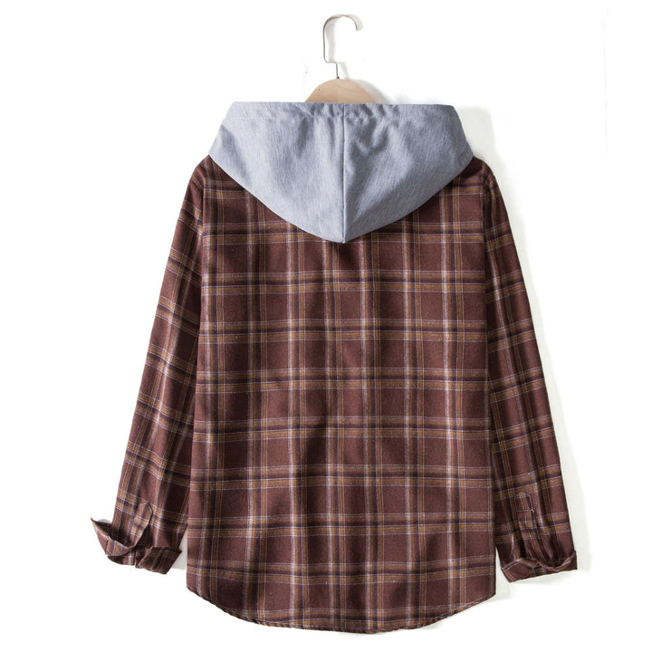 Herren Flanellhemdjacke mit integrierter Kapuze und modernem Karomuster Aliams