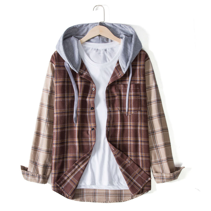 Herren Flanellhemdjacke mit integrierter Kapuze und modernem Karomuster Aliams