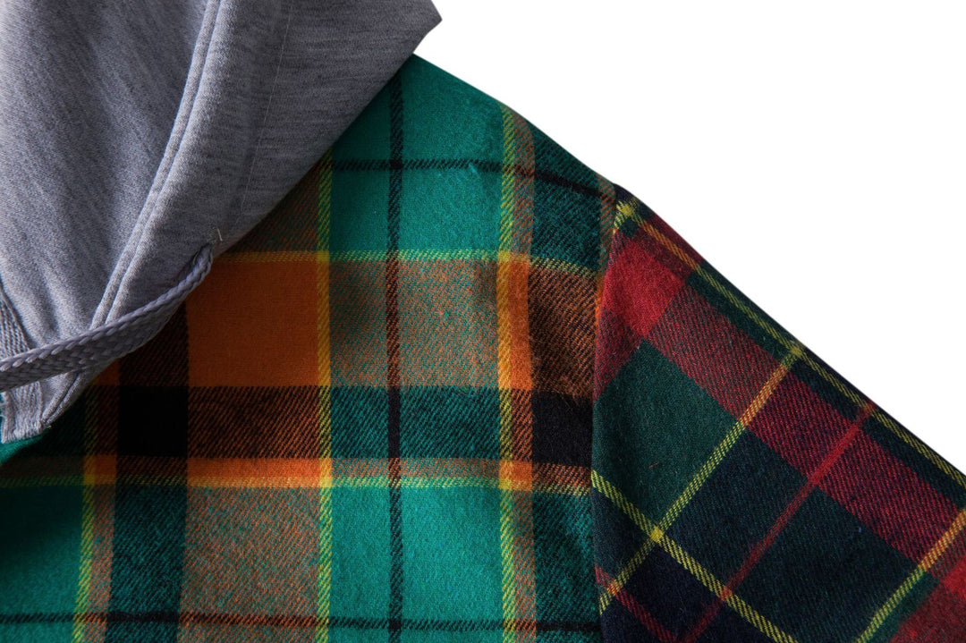 Herren Karohemdjacke mit integrierter Kapuze Aliams