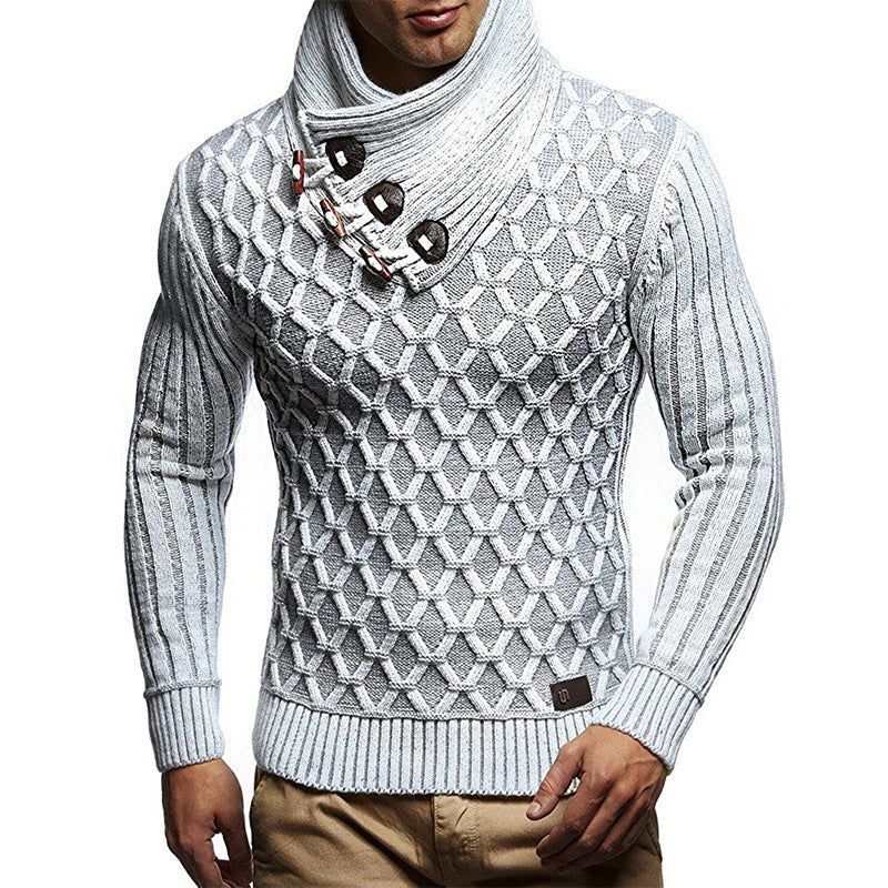 Herren Strickpullover mit hohem Kragen und innovativem Strukturdesign Aliams