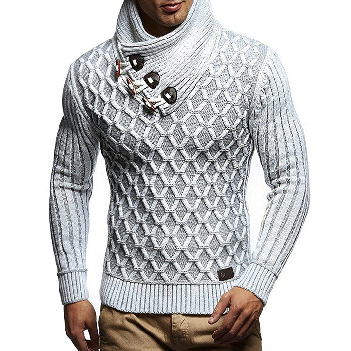 Herren Strickpullover mit hohem Kragen und innovativem Strukturdesign Aliams