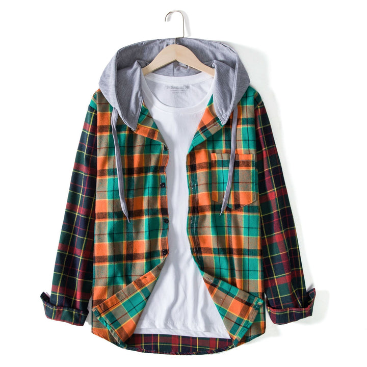 Herren Karohemdjacke mit integrierter Kapuze Aliams