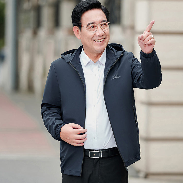 Herren atmungsaktive Outdoor-Jacke mit Kapuze und Taschen Aliams