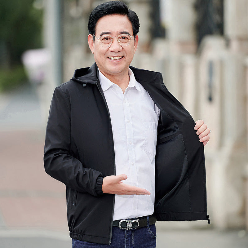 Herren atmungsaktive Outdoor-Jacke mit Kapuze und Taschen Aliams