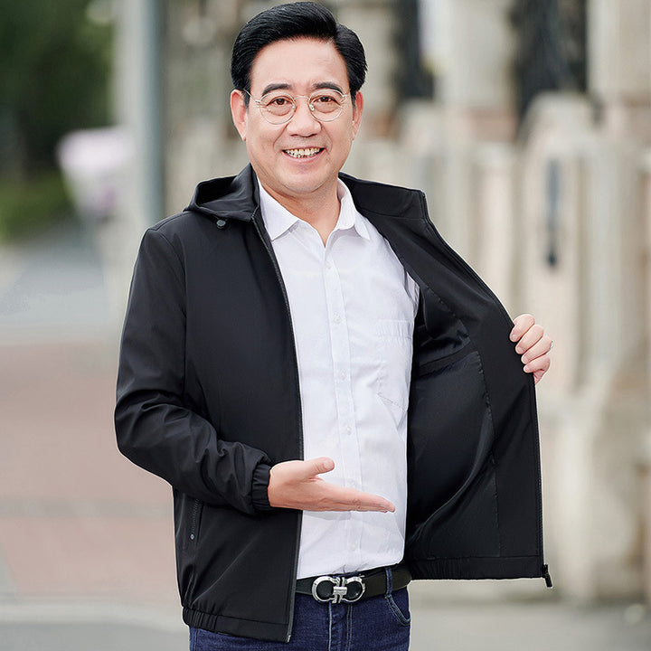 Herren atmungsaktive Outdoor-Jacke mit Kapuze und Taschen Aliams