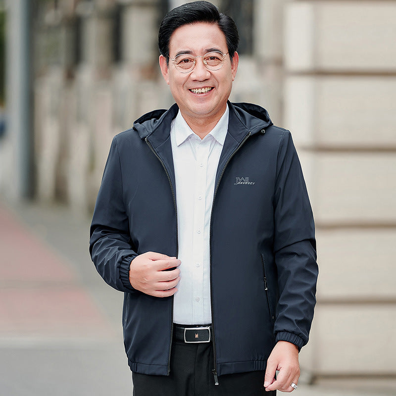 Herren atmungsaktive Outdoor-Jacke mit Kapuze und Taschen Aliams