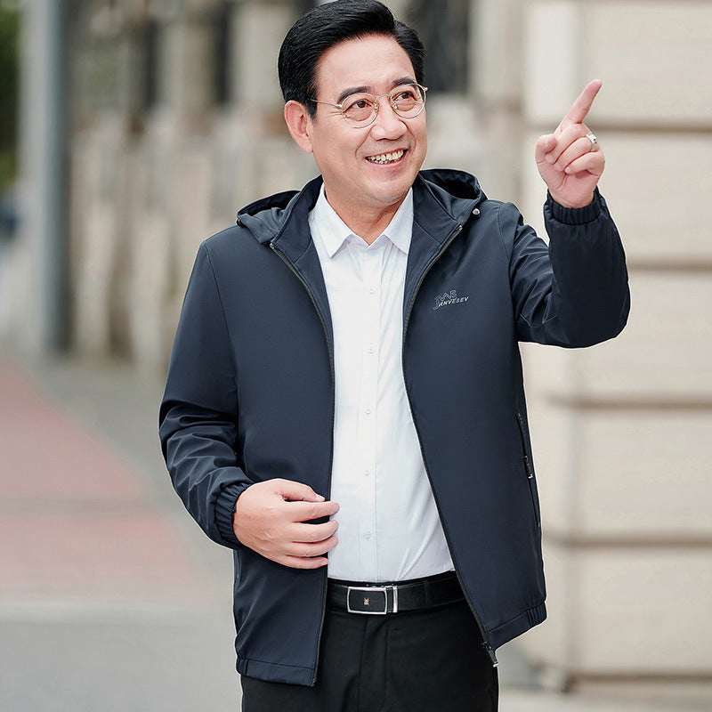 Herren atmungsaktive Outdoor-Jacke mit Kapuze und Taschen Aliams