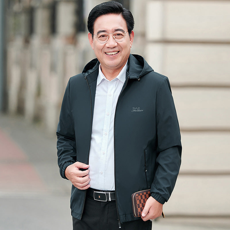 Herren atmungsaktive Outdoor-Jacke mit Kapuze und Taschen Aliams