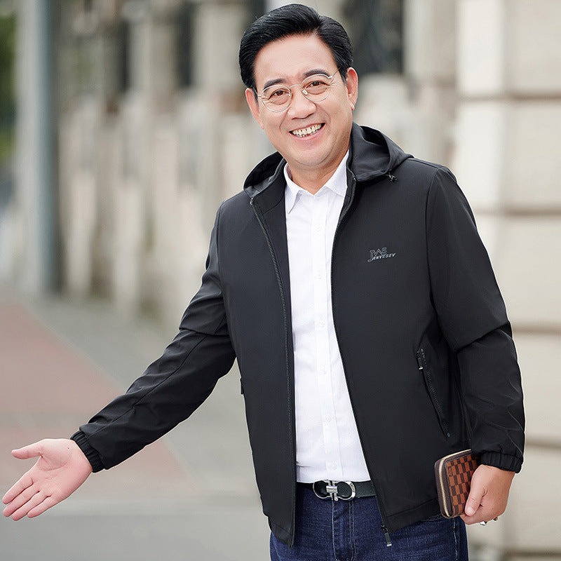 Herren atmungsaktive Outdoor-Jacke mit Kapuze und Taschen Aliams