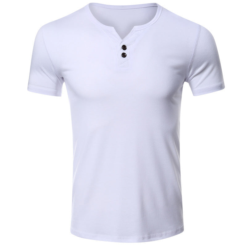 Herren Kurzarm-Henley-Shirt mit Knopfdetail und figurschmeichelndem Schnitt Aliams