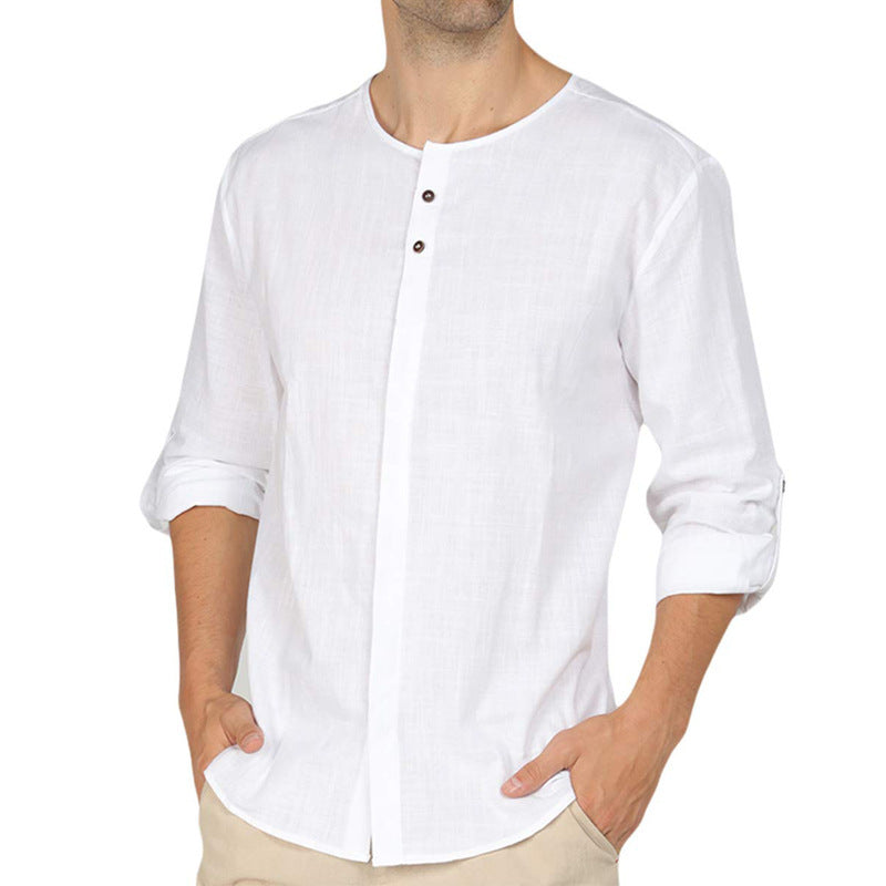Herren Henley-Hemd mit modernem Stehkragen und Knopfleiste Aliams