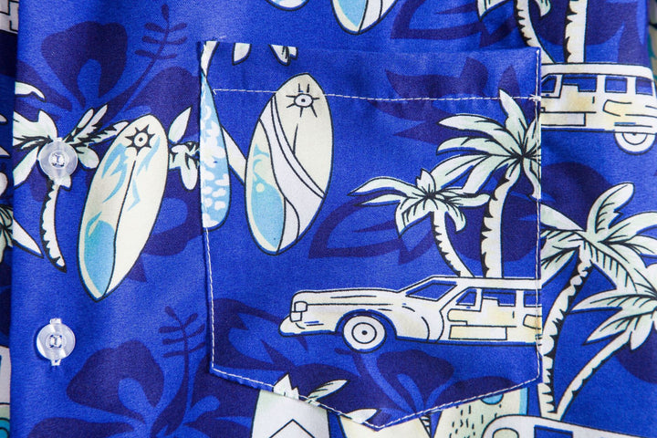 Herren Kurzarmhemd im tropischen Surf-Design Aliams