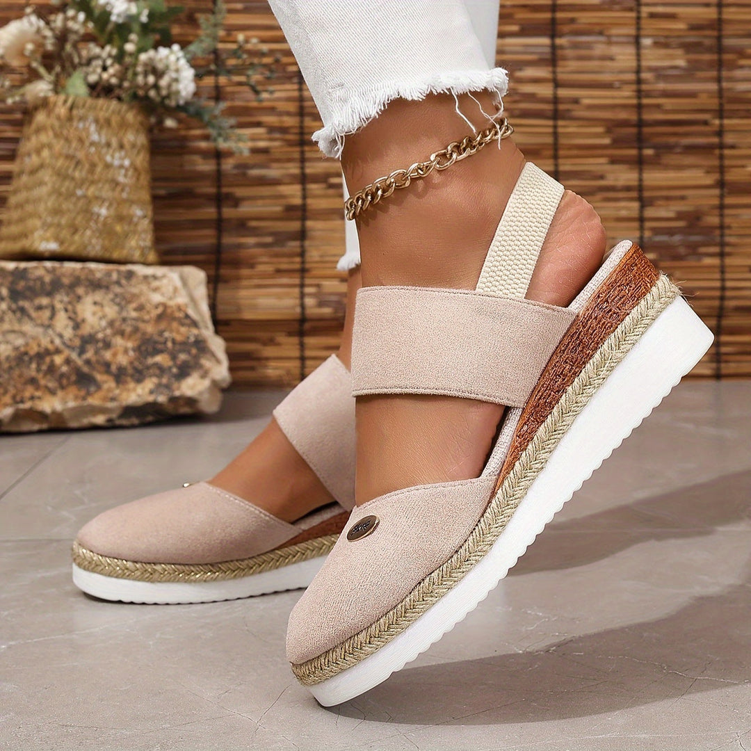 Aliams | Damen Sandalen Auf Plattform: Rutschfest, Geschlossene Zehe, Elastischer Riemen