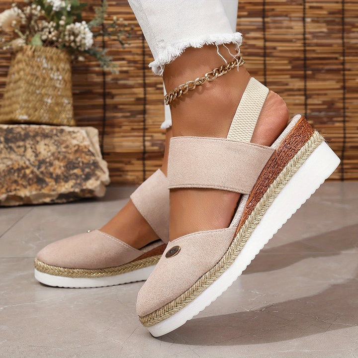 Aliams | Damen Sandalen Auf Plattform: Rutschfest, Geschlossene Zehe, Elastischer Riemen